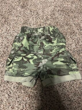Kids Camouflage Green Swim Trunks